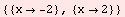 {{x -2}, {x2}}