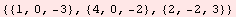 {{1, 0, -3}, {4, 0, -2}, {2, -2, 3}}