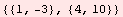 {{1, -3}, {4, 10}}
